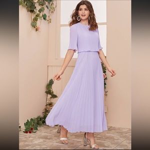 SHEIN Split Back Pleated Solid Dress